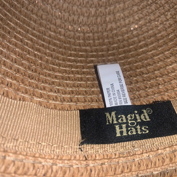 Magid Black Straw Hat w/ Chain accent Wide Brim OS. Gold color Paper NWOT - Picture 5 of 5